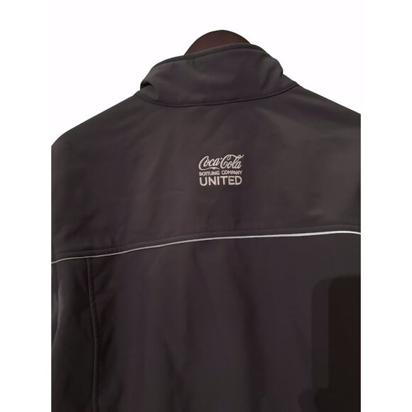 Coke Cola Bottling Co Black Men’s Jacket Sz XXL Reg Pockets Zip Up American Flag - Picture 5 of 6